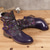 tanie Buty vintage-damskie skórzane botki vintage z wytłoczonym wzorem kwiatowym – stylowy bordowy pasek ze sprzączką na co dzień na jesień i zimę