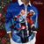 Недорогие мужская рождественская рубашка-поло-Дед Мороз Муж. Абстракция 3D С принтом Поло на молнии поло для гольфа на открытом воздухе На каждый день Уличная одежда Полиэстер Длинный рукав Отложной Молния Футболки поло Темно синий Синий