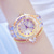 abordables Relojes de Cuarzo-Reloj de pulsera reloj de cuarzo para mujer cristal de diamante completo cuarzo analógico brillo moda lujo bling pulsera de diamantes de imitación acero inoxidable