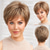 cheap Older Wigs-Short Blonde Brown Wigs for Women Memory Fiber Simulated Human Hair Pixie Curly Wig With Bang,Natural Daily Use Hair(Color JR14#)