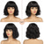 cheap Older Wigs-Short Black Bob Wig With Bangs Synthetic Natural Hair Wigs for Women Wavy Shoulder Length Wig Water Wave(12 Inches)