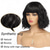 cheap Older Wigs-Short Black Bob Wig With Bangs Synthetic Natural Hair Wigs for Women Wavy Shoulder Length Wig Water Wave(12 Inches)