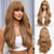 cheap Synthetic Trendy Wigs-Ombre Blonde Wigs with Bangs Long Curly Wig for Women Blonde Long Wavy Wig Synthetic Hair Wig for Party Cosplay Daily Use 24IN