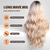 cheap Synthetic Trendy Wigs-Ombre Blonde Wigs with Bangs Long Curly Wig for Women Blonde Long Wavy Wig Synthetic Hair Wig for Party Cosplay Daily Use 24IN