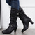 tanie Buty typu slouch-Damskie Botki Rozmiar plus Buty na obcasie Codzienny Na zewnątrz Jednokolorowe Buty do połowy łydki Klamra Rożek Nasek w szpic Zabytkowe Codzienny Minimalizm Sztuczna skóra Zamek Czarny Brązowy
