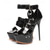 cheap Platform Sandals-Women's Black Patent Leather Platform Stiletto Heels – Sexy High Heel Sandals with Adjustable Buckle Straps for Parties and Special Occasions