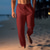 tanie lniane spodnie-Męskie Lniane spodnie Spodnie Letnie spodnie Spodnie plażowe Ściągana na sznurek Elastyczny pas Prosta noga Równina Komfort Oddychający Codzienny Święto Moda Styl klasyczny Jasne khaki Czarny