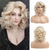 cheap Older Wigs-Short Curly Blonde Wig for Women Soft Synthetic Heat Resistant Party Costumes Halloween Wigs