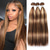 voordelige 3 bundels menselijk haarweefsels-highlights haarbundels maagdelijk steil menselijk haar 3 bundels ombre honingblond p4/27 kleur