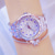 abordables Relojes de Cuarzo-Reloj de pulsera reloj de cuarzo para mujer cristal de diamante completo cuarzo analógico brillo moda lujo bling pulsera de diamantes de imitación acero inoxidable