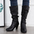 tanie Buty typu slouch-Damskie Botki Rozmiar plus Buty na obcasie Codzienny Na zewnątrz Jednokolorowe Buty do połowy łydki Klamra Rożek Nasek w szpic Zabytkowe Codzienny Minimalizm Sztuczna skóra Zamek Czarny Brązowy