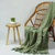 baratos lar-Cobertor de linho verde com franja para sofá/cama/sofá/presente, linho natural lavado cor sólida macio respirável aconchegante fazenda boho decoração de casa