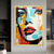 cheap People Paintings-Hand Painted Wall Art Colorful Face painting Wall Art Woman Portrait Canvas Painting Abstract Girl Oil Painting Wall Decor Art Home Decoration ready to hang or canvas