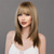 cheap Synthetic Trendy Wigs-Synthetic Brown Ombre Blonde Wigs With Bangs Natural Soft Straight Layered Hair Wig For Women Daily Party High Density Heat Resistant