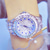 abordables Relojes de Cuarzo-Reloj de pulsera reloj de cuarzo para mujer cristal de diamante completo cuarzo analógico brillo moda lujo bling pulsera de diamantes de imitación acero inoxidable