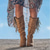 preiswerte Cowboy &amp; Western Stiefel-Western-Cowboystiefel mit Fransen für Damen – kniehohe Wildlederstiefel mit Perlendetails für Country-Konzerte, Musikfestivals und Boho-Herbstoutfits
