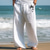 Χαμηλού Κόστους κατάστημα λευκών ειδών-Ανδρικά Λευκά παντελόνια Παντελόνια Καλοκαίρι παντελόνι Παντελόνι παραλίας Κορδόνι Ελαστική μέση Ισιο πόδι Ρόμβος Άνεση Αναπνέει Causal Καθημερινά Αργίες 40% λευκά είδη Εθνοτικό στυλ Απλός Λευκό