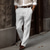 Χαμηλού Κόστους λινό παντελόνι-Ανδρικά Λευκά παντελόνια Καλοκαίρι παντελόνι Κουμπί Μπροστινή τσέπη Ισιο πόδι Σκέτο Άνεση Αναπνέει Causal Καθημερινά Αργίες Μοντέρνα Βασικό Μαύρο Λευκό