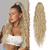 cheap Ponytails-Long Curly Wavy Drawstring Ponytail Extensions Clip in Wavy Synthetic Hairpieces Drawstring Ponytails Hair Piece Pony Tail Extension for Women Ash Blonde 26 inch