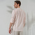 cheap Men&#039;s Linen Shirts-100% Linen Ruched Men&#039;s Shirt Linen Shirt Button Up Shirt White Pink Long Sleeve Plain Standing Collar Spring &amp;  Fall Outdoor Daily Clothing Apparel