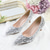 cheap Wedding Guest-Women's Sparkly Rhinestone Pointed Toe Pumps – Low Kitten Heel Dress Shoes for Weddings, Cocktail &amp; Parties