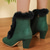 cheap Snow &amp; Winter Boots-Women&#039;s Victorian Green Suede Fur-Trimmed High Heel Boots with Side Zipper - Perfect for Vintage Style and Winter Fashion