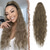 cheap Ponytails-Long Curly Wavy Drawstring Ponytail Extensions Clip in Wavy Synthetic Hairpieces Drawstring Ponytails Hair Piece Pony Tail Extension for Women Ash Blonde 26 inch