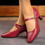 cheap Women&#039;s Heels-Women&#039;s Heels Pumps Vintage Shoes Comfort Shoes Party Outdoor Daily Kitten Heel Round Toe Elegant Vintage Fashion Leather Cowhide Buckle Ankle Strap Silver Dark Red Black