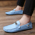 voordelige Casual loafers-lichtblauwe heren loafers - casual instapmocassins met metalen gespdetail, comfortabele schoenen voor autorijden en dagelijks gebruik