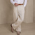 Χαμηλού Κόστους λινό παντελόνι-Ανδρικά Λευκά παντελόνια Καλοκαίρι παντελόνι Πλισέ Παντελόνι Μπροστινή τσέπη Ισιο πόδι Σκέτο Άνεση Αναπνέει Causal Καθημερινά Αργίες Μοντέρνα Βασικό Μαύρο Λευκό