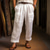 Χαμηλού Κόστους λινό παντελόνι-Ανδρικά Λευκά παντελόνια Παντελόνια Καλοκαίρι παντελόνι Τσέπη Πιέτες Ισιο πόδι Σκέτο Άνεση Αναπνέει ΕΞΩΤΕΡΙΚΟΥ ΧΩΡΟΥ Καθημερινά Εξόδου Μείγμα Λινό / Βαμβάκι Μοντέρνα Καθημερινό Λευκό