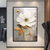 billiga Blom- och växtmålningar-handmålad stor blomma textur målning 3d textur målning guld blommig abstrakt målning original guld väggkonst blommålning för vardagsrum heminredning sträckt ram redo att hänga