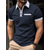 cheap Classic Polo-Men&#039;s Polo Shirt Button Up Polos Casual Sports Lapel Short Sleeve Fashion Basic Color Block Houndstooth Patchwork Pocket Summer Regular Fit Black White Navy Blue Blue Khaki Polo Shirt
