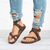 cheap Casual Sandals-Women&#039;s Brown Strappy Flat Sandals – Comfortable Cork Sole with Adjustable Buckle, Casual Summer Beach Footwear