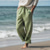 billige afslappede bukser-palmetræ mænds 20% hørbukser fritidsbukser udendørs dagligt slid streetwear hvid grøn kaki s m l bukser med medium talje elasticitet