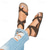 cheap Casual Sandals-Women&#039;s Brown Strappy Flat Sandals – Comfortable Cork Sole with Adjustable Buckle, Casual Summer Beach Footwear