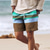 זול מכנסי חוף קצרים לגברים-פסים בלוק צבעוני לגברים נופש 3D מודפס לוח מכנסי ים בגד ים שרוך מותן אלסטי עם בטנת רשת אלוהה בסגנון הוואי חג חוף s עד 3xl