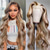 billige Parykker med blondefront, naturlig hår-p4/613 highlight parykk 13x4 blonder front parykk body wave menneskehår parykk180 % tetthet