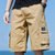 cheap Outdoor-Men&#039;s Cargo Shorts Casual Shorts Drawstring Elastic Waist Plain Breathable Soft Casual Weekend 100% Cotton Fashion Streetwear Black Khaki Micro-elastic