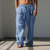 billiga linne byxor-ankartryckta bomullsbyxor för män casual byxor dagligt slitage semester gå ut vit blå brun s m l midja elasticitetsbyxor