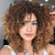 cheap Party Wigs-Curly Wigs for Black Women 14 Inches Soft Curly Afro Wigs With Bangs Premium Synthetic Brown Mixed Blonde Curly Wigs Curly Full Wig for Black Women Daily Use Halloween Wigs