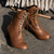 cheap Ankle Boots-Women&#039;s Victorian Brown Lace-Up Mid-Heel Boots with Zipper - Perfect for Everyday Wear and Vintage-Themed Events