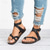 cheap Casual Sandals-Women&#039;s Brown Strappy Flat Sandals – Comfortable Cork Sole with Adjustable Buckle, Casual Summer Beach Footwear