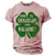 cheap Men&#039;s 3D T-shirts-Graphic Four Leaf Clover Prone to Shenanigans and Malarkey Daily Designer Casual Men&#039;s 3D Print T shirt Tee Sports Outdoor Holiday Going out St. Patrick T shirt Pink Green Light Grey Short Sleeve