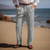 Χαμηλού Κόστους λινό παντελόνι-Ανδρικά Λευκά παντελόνια Παντελόνια Καλοκαίρι παντελόνι Μπροστινή τσέπη Πιέτες Ισιο πόδι Σκέτο Άνεση Αναπνέει Causal Καθημερινά Αργίες Μοντέρνα Βασικό Μαύρο Λευκό