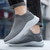 cheap Men&#039;s Slip-ons &amp; Loafers-Men&#039;s Gray Slip-On Knit Sneakers with Lightweight Sole – Breathable Casual Shoes for Walking, Running, and Everyday Comfort