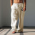 tanie lniane spodnie-Męskie bawełniane spodnie z nadrukiem kotwicy Spodnie codzienne do noszenia na co dzień na wakacjach Białe Niebieskie Brązowe S M l Elastyczne spodnie ze średnim stanem
