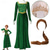cheap Women&#039;s Costumes-Fiona Costume Women Princess Fiona Dress Shrek Medieval Renaissance Dress Long Sleeves Green Dress Gown Dress Halloween Cosplay Party Outfit With Costume Wigs