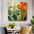cheap Floral/Botanical Paintings-Handmade Original Flower Oil Painting On Canvas  Abstract plant Art Painting for Home Decor With Stretched Frame/Without Inner Frame Painting