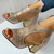 cheap Dress Sandals-Women&#039;s Elegant Gold Glitter Heeled Sandals with Peep Toe and Chunky Heel for Wedding and Evening Events